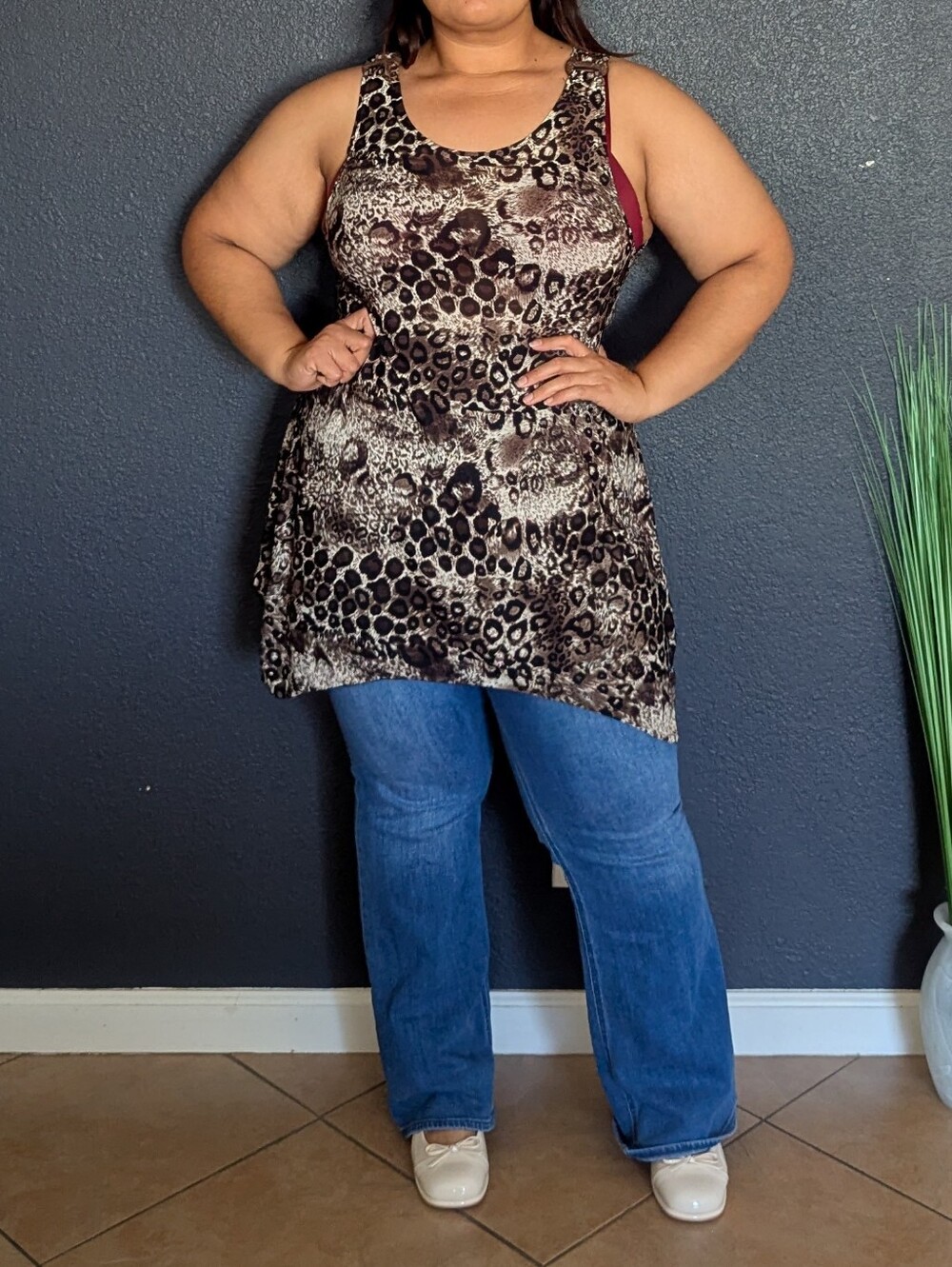 Essence Brown Animal Print Tank